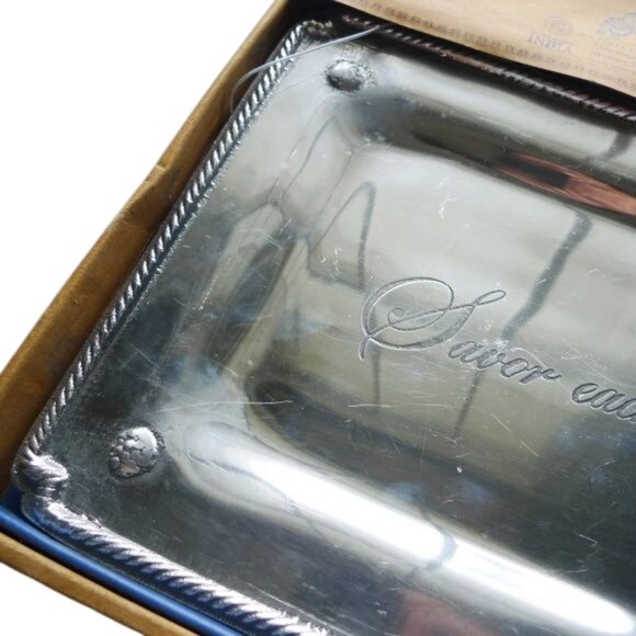 "Savor each moment" Global Market Aluminum Rectangle Tray - Picture 4 of 6